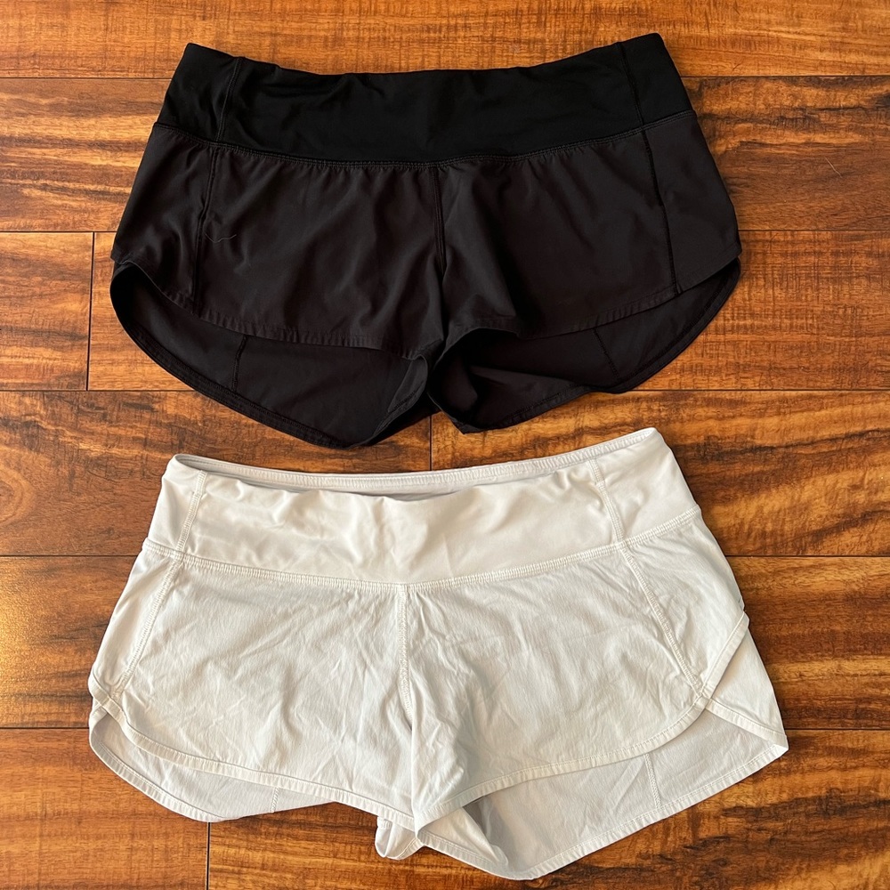 Black and White Lululemon athletic shorts.